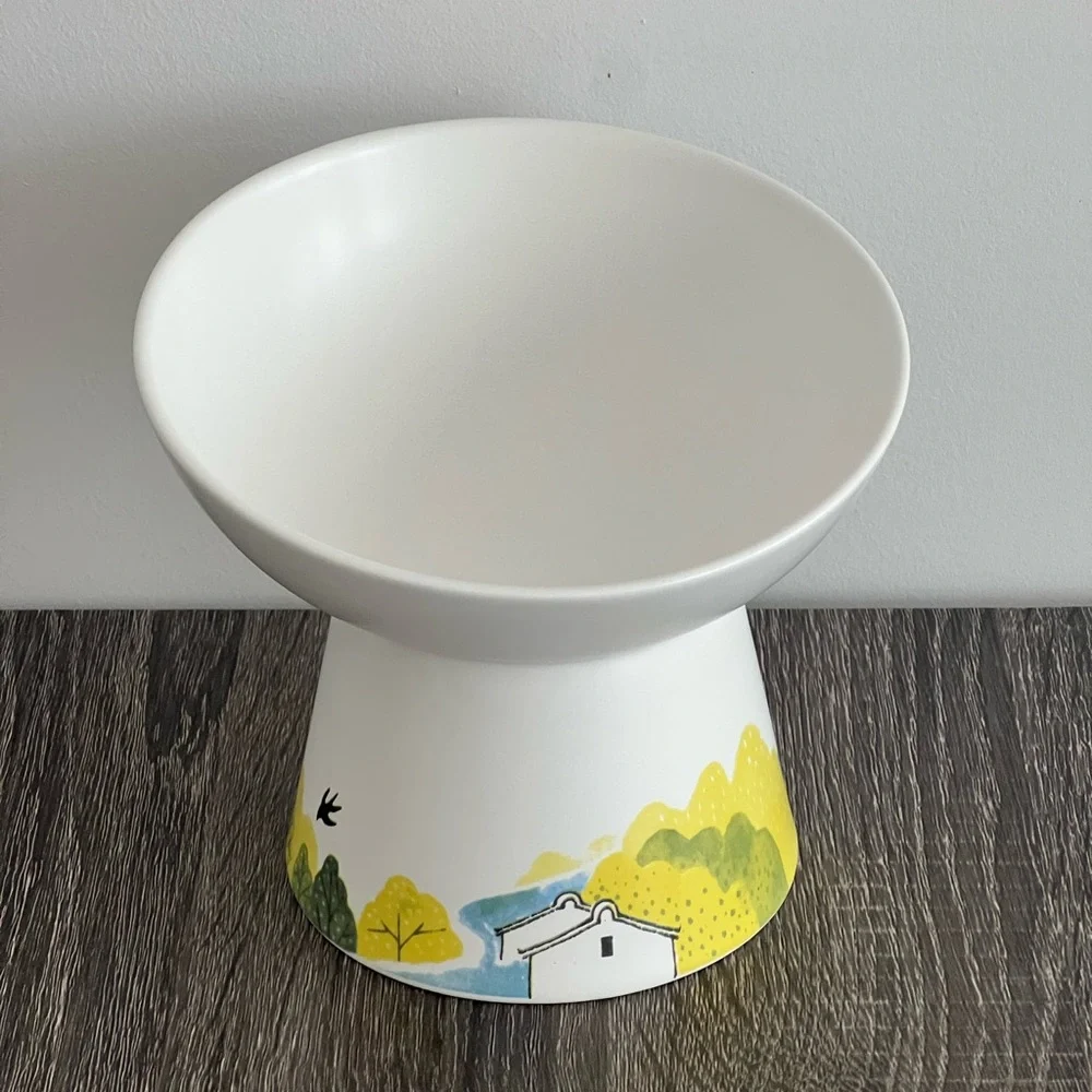 Elevated Ceramic Pet Bowl, Food Grade Microwave and Dishwasher Safe Cat Dog Bowl